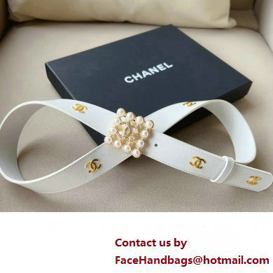 Chanel Width 3cm Metal  &  Glass Pearls calfskin belt AAA036 07 2024